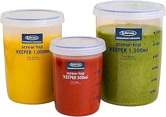 Set of 3, Lustroware Airtight Nestable Food Storage Containers with Lids, Reusable BPA Free Meal Prep Canisters with Measurement Marks, Pantry and Refrigerator Organization (17, 34, 50.7 oz)