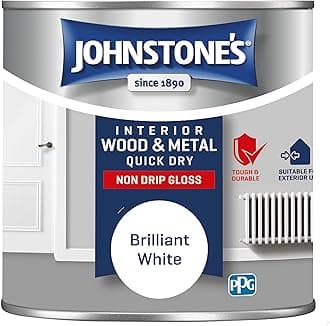 Johnstone's - Wood & Metal Paint - Gloss Finish - White - 250ml - Water Based - Non Drip & Quick Drying - Radiator Paint - Low Odour - Dry in 1-2 Hours - 8m2 Coverage per Litre
