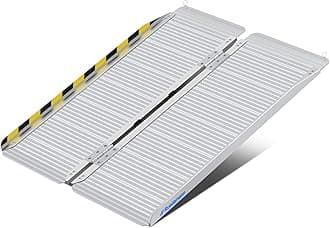 Ruedamann 47.6" L×28.1" W Threshold Ramp,4ft Wheelchair Ramps,Using Height 8",600lbs Capacity for Home,Steps,Stairs,Handicaps,Doorways,Aluminum Folding Ramps for Wheelchairs