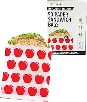 Paper Sandwich Bags – 50 Count | Sealable, Recyclable & Grease-Resistant Disposable Snack Bags for Kids & Adults | Self-Adhesive Closure for Freshness – Eco-Friendly On-the-Go Food Storage