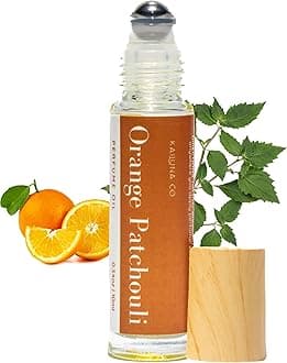 Kailuna Co. Orange Patchouli Delicious Natural Pure Essential and Fragrance Oil Perfume Roll On with Organic Jojoba Oil, Eau de Toilette, Alcohol Free, Small-Batch, Made in California, 0.34 Fl Oz