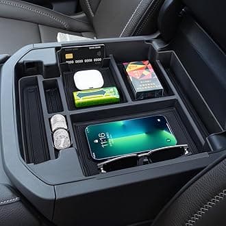 Center Console Organizer Tray Compatible with 2021 2022 2023 2024 GMC YuKon Denali, Chevy Suburban/Tahoe Armrest Storage Box Interior Accessories (Fit for Power-Sliding Console ONLY)