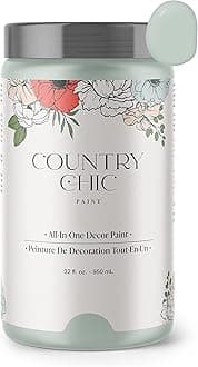 Country Chic All-in-One Chalk Paint for Furniture, Cabinets, Home Decor, Eco-Friendly, Matte Finish, Built-In Primer & Top Coat for Wood, Metal - Happy Hour (Mint Green) - Quart 32 oz (950 ml)