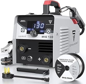 STAHLWERK MIG Welder 130Amp- 110V/220V Flux Core Welding Machine, MIG/ARC Dual Mode, Portable Inverter Welder with IGBT Technology, Ideal for Home & DIY Projects