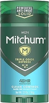 Men's Deodorant, Antiperspirant Stick, Triple Odor Defense Invisible Solid, 48 Hr Protection, Dermatologist Tested, Clean Control, 2.7 Oz