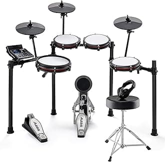 Alesis Nitro Max Kit Electric Drum Set with Quiet Mesh Pads, 10" Dual Zone Snare, Bluetooth, 440+ Sounds, Drumeo, USB MIDI, Drum Throne and Headphones