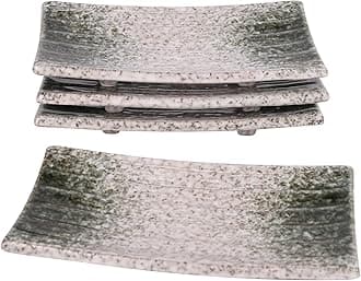 Uaral Japanese Sushi Plates,8.5inch Ceramic Sushi Plate,Sashimi Plate For Restaurant and Sushi Bar,Set of 4(Emerald Green)