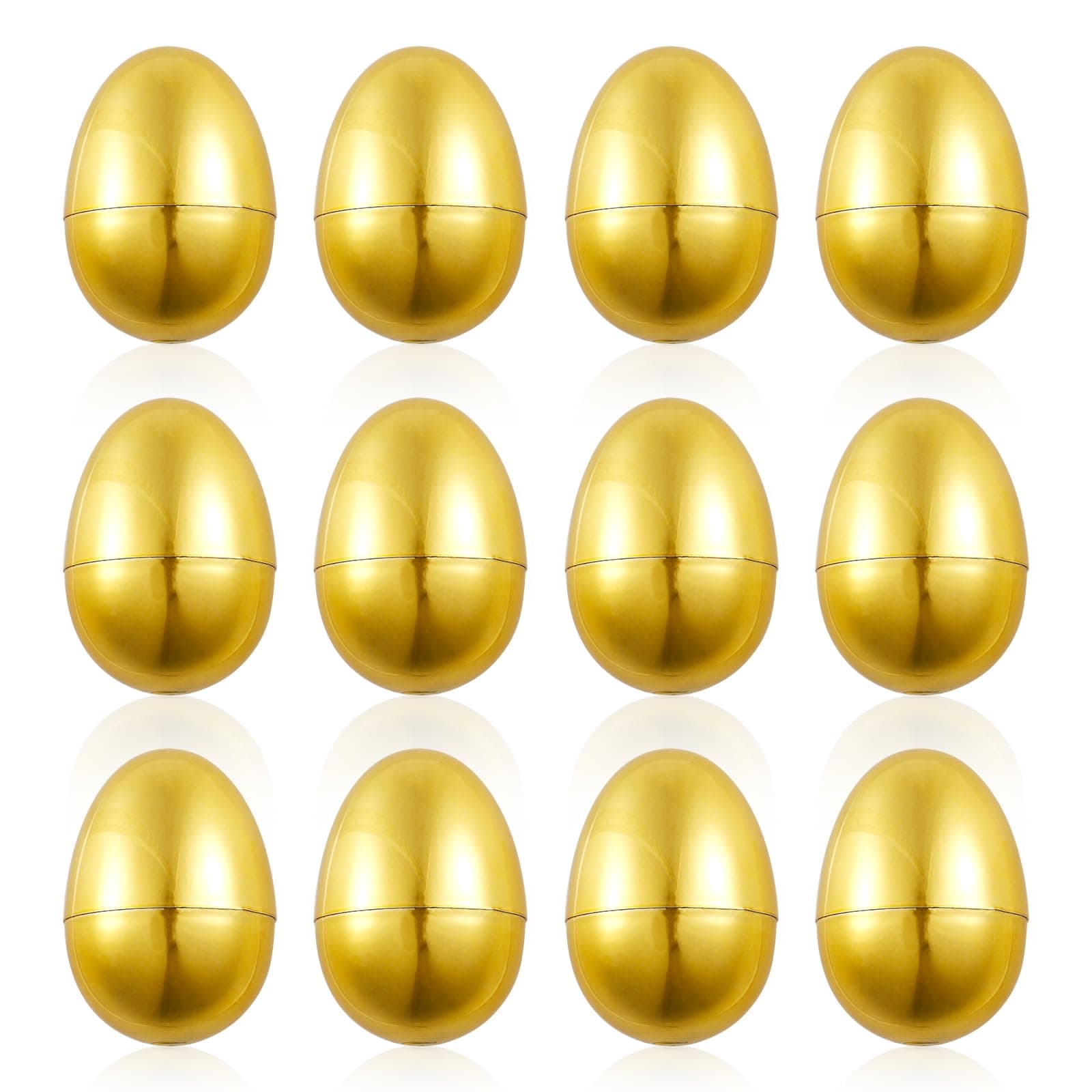 PEUTIER 12 Pieces Golden Easter Eggs, Easter Eggs to Fill Easter Eggs Plastic Easter Egg Hunting Games Easter Party Favor Fillers for Easter Parties Business Activities