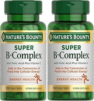 Nature's Bounty Super B Complex with Vitamin C & Folic Acid, Immune & Energy Support, 150 Tablets - Pack of 2