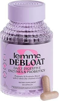Lemme Debloat 3-in-1 Prebiotic, Probiotic & Digestive Enzyme Capsules for Bloating & Gas Relief - 2 Clinically Studied Probiotics w/5 Digestive Enzymes to Improve Digestion, Women & Men, (60 Count)