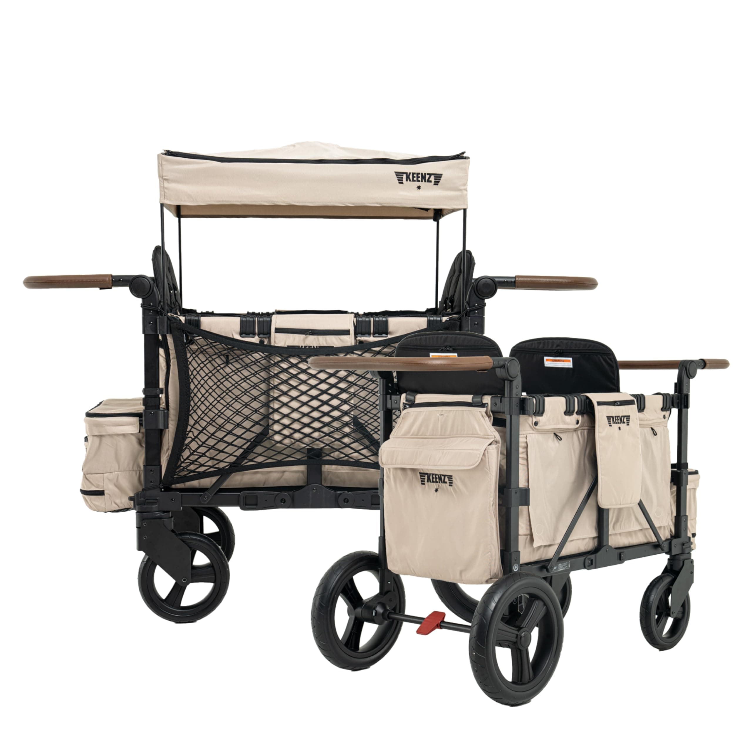 Keenz XC EVO - Luxury Comfort Stroller Wagon | Foldable 2 Passenger with Adjustable Canopy | Mocha