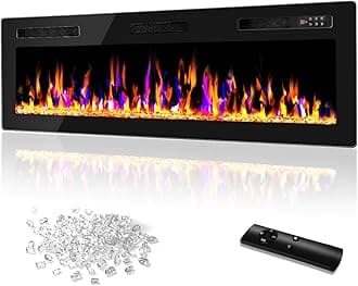 Vitesse 60 Inch Ultra Thin Electric Fireplace-Narrow Bezel Linear Fireplace Heater Recessed Wall Mounted, Remote and Screen Control, 8H Sleep Timer, Low Noise, 750/1500W for Living Room, Bedroom