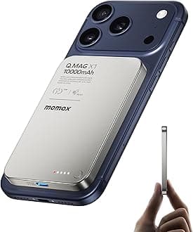 MOMAX Magnetic Wireless Power Bank 10000mAh, Ultra-Slim 0.5" MagSafe-Compatible Portable Charger, 20W USB-C PD Fast Charging, for iPhone 17/16/15/14/13/12 Series, Samsung Galaxy & Google Pixel
