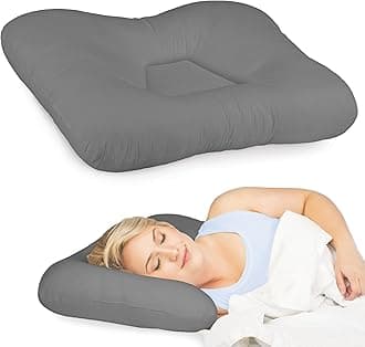 Core Products Tri-Core Cervical Support Pillow – Firm Orthopedic Neck Pillow for Pain Relief, Back and Side Sleepers – Ergonomic Contour Pillow – Assembled in USA, Petite Size, Gray