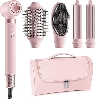 5 in 1 Hot Air Styler Wrap - High-Speed Hair Dryer, Volumizing Brush with Auto Curlers, Fast Drying & Frizz-Free Styling Straightening, No Heat Damage, Includes Travel Bag, Gift for Women