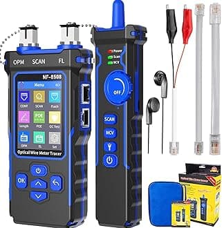 NOYAFA NF-8508 Network Cable Tester with 7 wavelength Optical Power Meter,RJ11 RJ45/PoE Tester/CAT5 CAT6/NCV,Network Tool with Lithium Battery