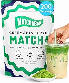Matchabar Matcha Powder (200g) - Ceremonial Grade Authentic Japanese Matcha Green Tea Powder - Matcha Green Tea Powder Harvested in Japan - Matcha Tea Powder Latte - Zero Sugar, Vegan & 0 Calories
