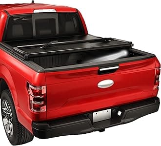 CARMOCAR Hard Tri-Fold Tonneau Cover Truck Bed Replacement for Ford F-150 2015-2024 Styleside Waterproof Tonneau Covers Top Mount Assembly LED Lamp 6'5" Bed