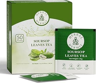 Soursop Graviola Tea Bags 50 count - Natural Pure Leaves - Sugar Free, Caffeine Free & Gluten-Free - Hoja Guanabana Tea - Authentic Herbal Tea
