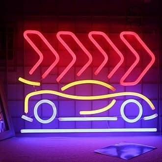 ineonlife Car Neon Signs Led Neon Sign Acrylic Modern Wall Decor 17’’x13’’ Red Neon Light Signs for Bedroom Game Area Birthday Gift Bar Store Christmas Party with USB Switch