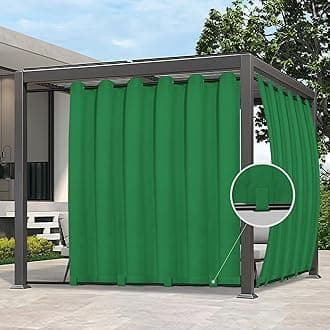 Easy-Going Outdoor Curtains Waterproof Windproof Weatherproof Curtain for Patio, Cabana, Porch, Pergola and Gazebo, Grommet Top and Tab Bottom Drape, 1 Panel, 110x108 inch, Green