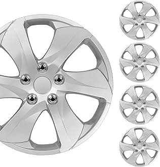 BDK(4-Pack) Premium Classic Silver Hubcaps 16" Wheel Rim Cover Hub Caps Style Replacement Snap On Car Truck SUV - 16 Inch Set
