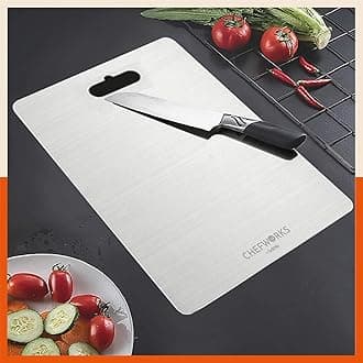 Bathla Chopping Board - Stainless Steel Cutting Board for Kitchen | Kneading, Vegetable and Fruit Cutter | 30cm x 50cm Extra Large - 2mm Thick | Reversible & Heavy Duty | Rectangle