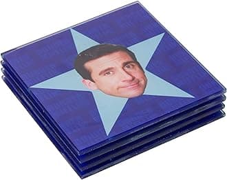 Silver Buffalo The Office Star Faces Glass Coaster Set - 4 PCS