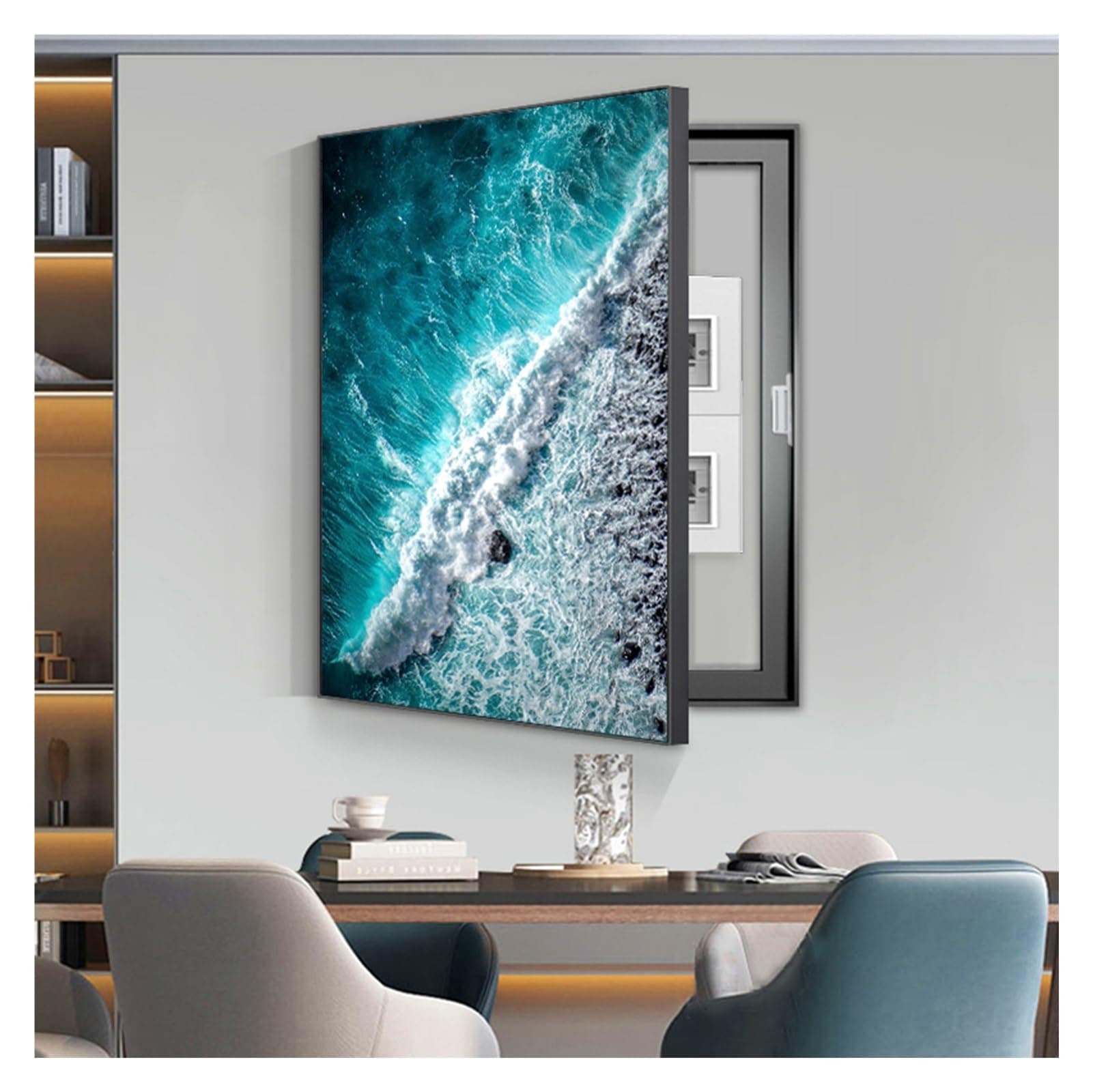 Electrical Panel Cover Decorative, Breaker Box Cover Decorative, Meter Box Decorative Painting, Wall Mounted Hide Fuse Box Cover Cabinet(B,60x80cm/24x31in)