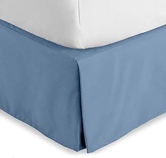 Bare Home Pleated Queen Bed Skirt - 15-Inch Tailored Drop Easy Fit - Bed Skirt for Queen Beds - Center & Corner Pleats (Queen, Coronet Blue)