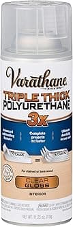 Varathane Triple Thick Polyurethane Clear Wood Finish Spray | Self-Leveling Formula | Scratch and Stain Resistance | Durability in One Coat | Gloss | 11.25 oz