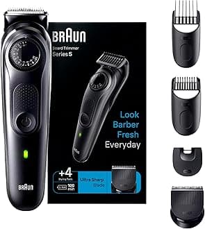 Braun BT5410 Beard Trimmer for Men, Lifetime Sharp Blades, 39 Length Settings, 100-Min Runtime, Waterproof, 5 Min Quick Charge, Precision Trimming Comb, German Engineering