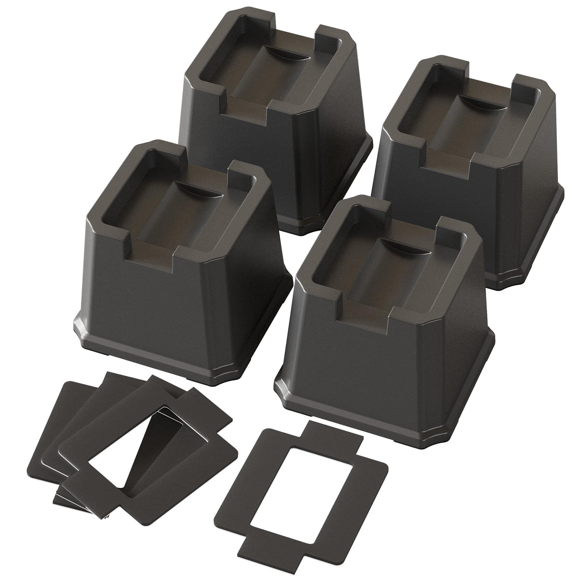 4 Pack Bed Risers 3 Inch Heavy Duty Bed Elevators Lifts Fits to Wheels of Furniture, Sofa, Table and Couch, Black