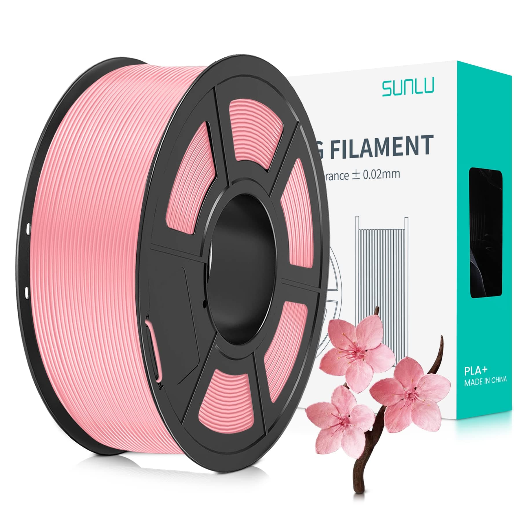 SUNLU PLA PLUS 3D Printer Filament, 1.75mm PLA+ 3D Filament for FDM 3D Printer & 3D Pens, Neatly Wound Filament, Strong and Toughness, Dimensional Accuracy +/- 0.02 mm, 1KG Spool(2.2 LBS), Sakura Pink