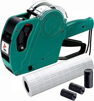 KPX MX5500 Pricing Tag Gun with 5150 pcs Sticker Labels & Extra Inker, 8 Digits Tag Maker for Retail Shop, Grocery Store (Green)