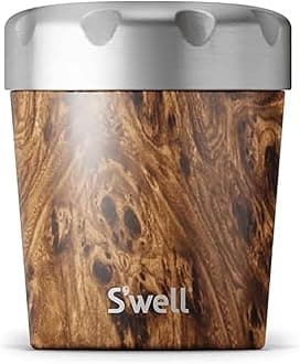 S'well Stainless Steel Ice Cream Chiller, 16oz, Teakwood, Triple Layered Vacuum Insulated Container Keeps Ice Cream Frozen For Up To Four Hours, BPA Free