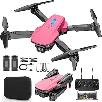 Drone with Camera 1080P for Kids Foldable Mini Drone for Kids Adults Beginners Boys Toys One Key Take Off/Landing Turn Over Gifts for Boys Pink