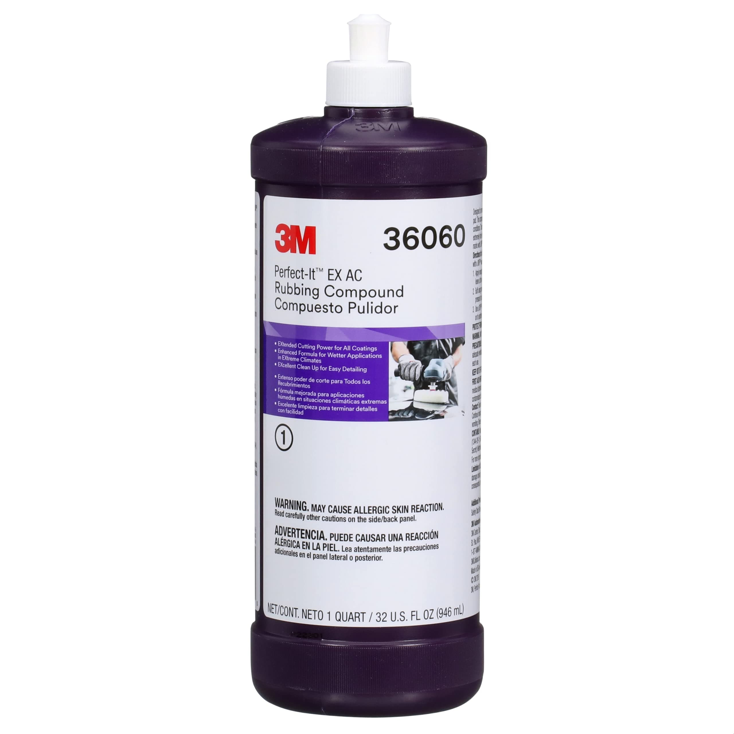 Perfect-It Perfect-It EX AC Rubbing Compound, 36060, Fast Cutting, High Performing, 1 qt (32 fl oz)