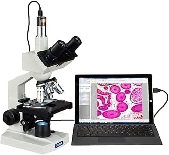 M83EZ-C02 Digital Lab Trinocular Compound LED Microscope - 40X-2500X Magnification - Features USB Digital Camera & Double Layer Mechanical Stage