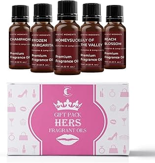 Mystic Moments | Hers Fragrant Oils Gift Starter Pack | 5 x 10ml | Champagne, Frozen Margarita, Honeysuckle, Lily of The Valley, Peach Blossom | Rich Long-Lasting Scents