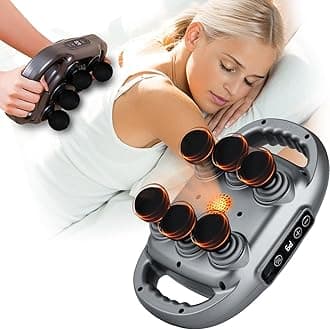6 Head Massage Gun Deep Tissue with 9 Levels & 9 Modes, Electric Massager Tool for Legs, Arms, Waist, Back, Buttocks - Full Body Muscle Pain Relief, Ideal Gifts for Women, Men, Mom, and Dad
