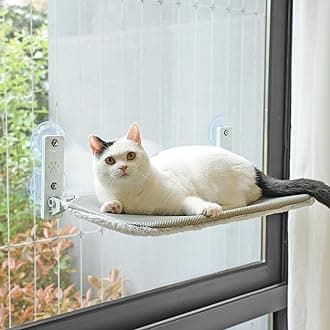 PETKARAY Cat Window Perch, Foldable Cat Hammock for Window, Cat Window Bed for Indoor Cats, Reversible Cover for All Seasons