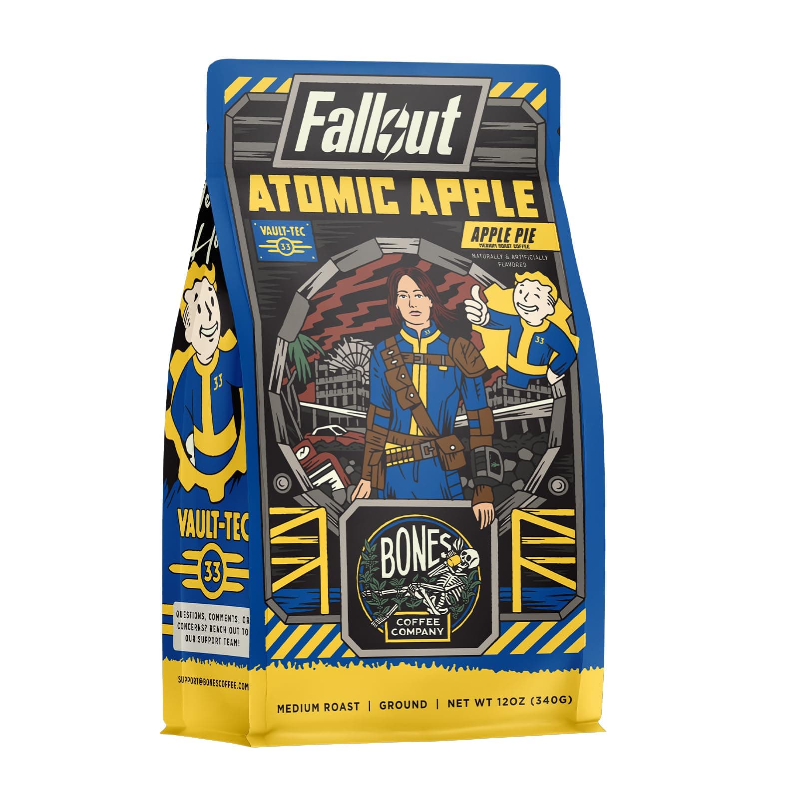 - Fallout Atomic Apple, Apple Pie Flavored Coffee, Medium Roast Low Acid Arabica Beans Compatible with Auto drip and French Press Coffee Maker, 12 Oz Ground