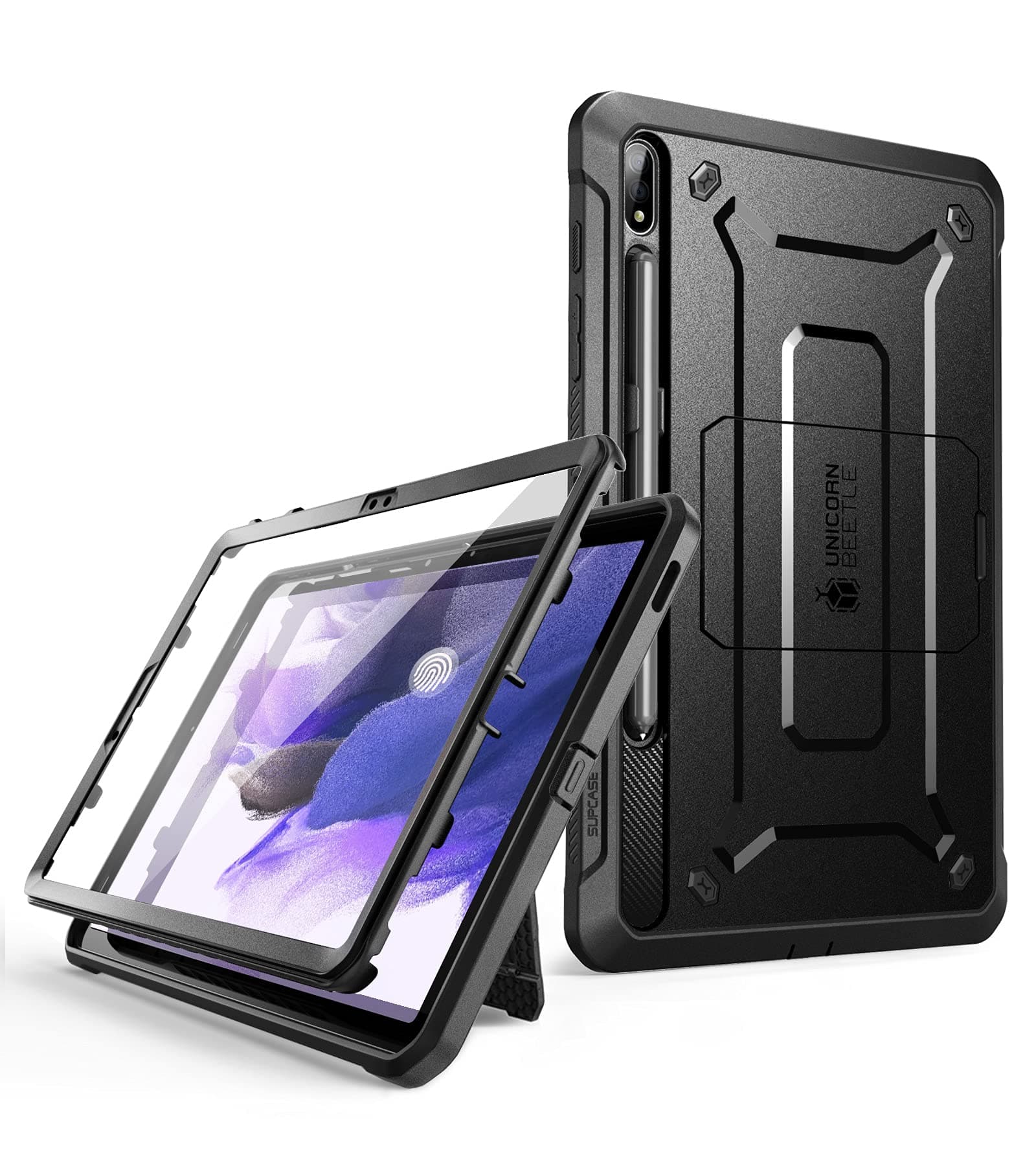SUPCASE [Unicorn Beetle PRO Series] Case Designed For Galaxy Tab S7 FE Case (2021 Release), Full-Body Rugged Protective Case with Built-in Screen Protector - Black