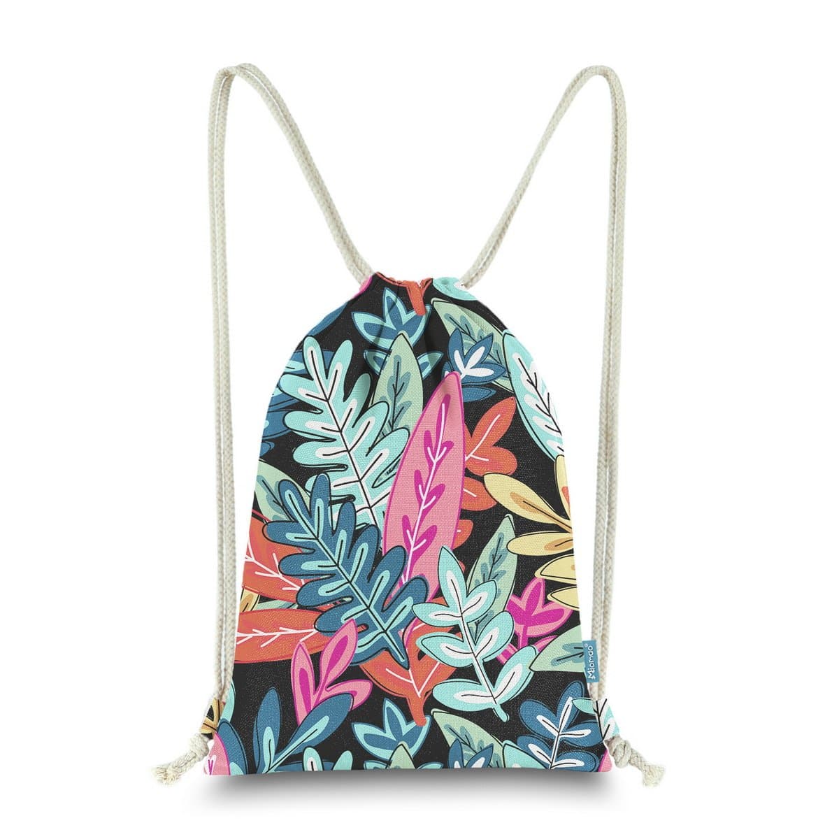 Miomao Drawstring Backpack Bag Gym Sackpack Graffiti Leaves Style String Bag Sinch Sack Sport Cinch Pack, Black