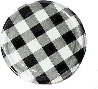 Metal Lug Cap 82 mm Lid for Glass Storage Jars and bottles (brand peerul) (Pack of 48, Black Checkered)