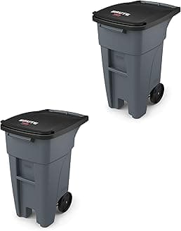Rubbermaid Commercial Products Rollout Heavy-Duty Wheeled Trash/Garbage Can 32G 1971941 2