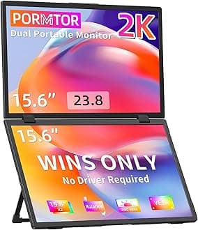 2K Laptop Screen Extender, 15.6" Triple Laptop Screen Extender(Wins Only), Foldable Dual Monitors HDMI USB-C Stacked Triple Portable Monitor 180°Rotation, Plug & Play for Laptops PC Phone