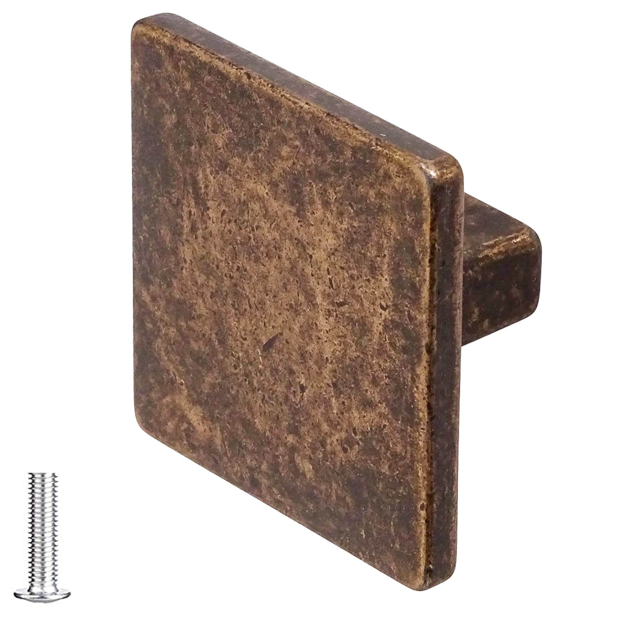 Decoranddecor Calla Square Cabinet Knob Door Pull Handle Kitchen Cupboard Furniture Drawer (1 Pack, Antique Copper)