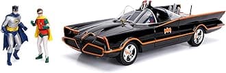 Batmobile Working Lights with Batman and Robin Figures, 1966 Classic TV Series - Jada 98625 - 1/18 Scale Diecast Model Toy Car